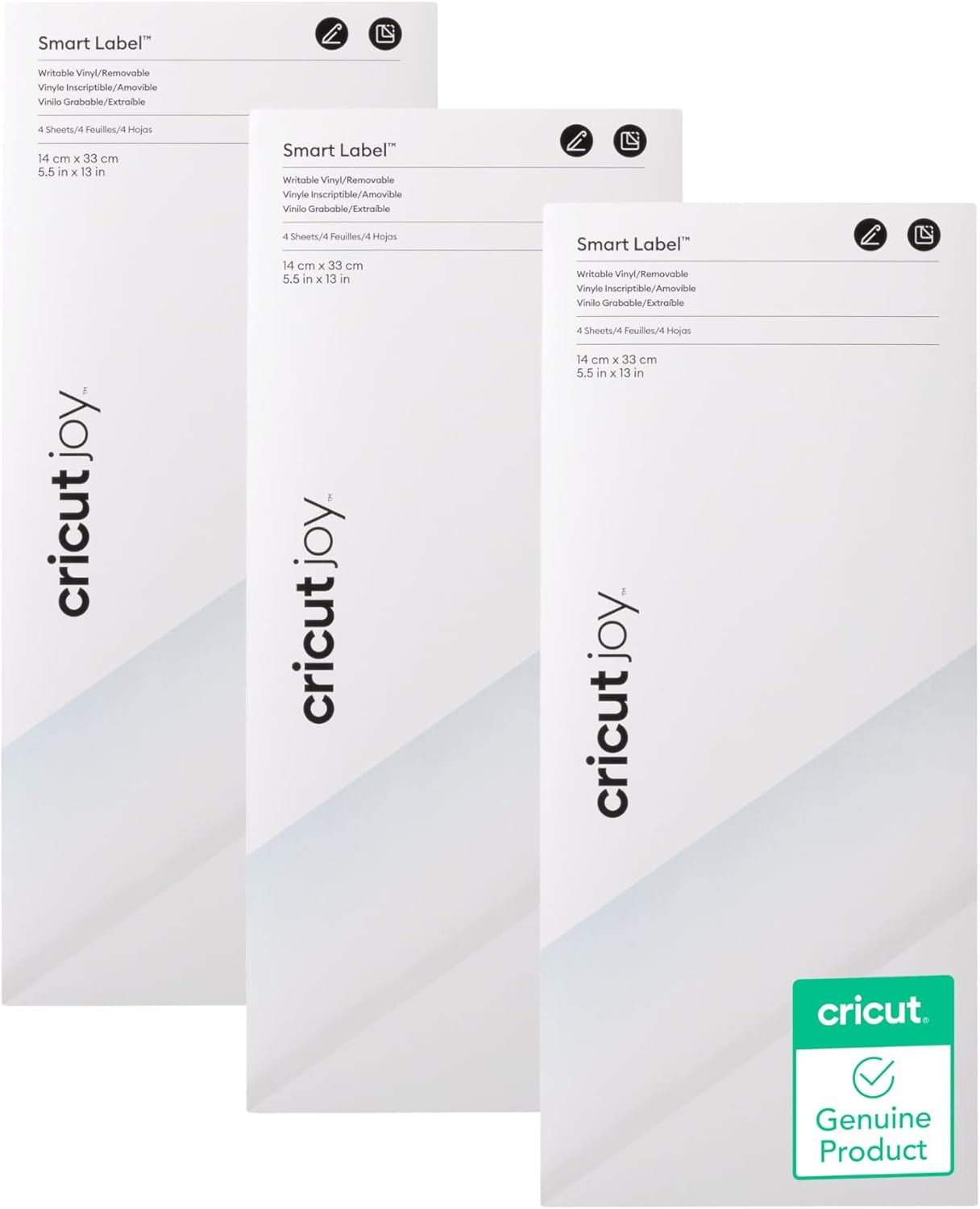 Cricut Joy Smart Removable Vinyl (Transparent, 3-Pack, 5.5In X 13In) for Walls, Windows, Laptops & More, Modern Style, Matless Cutting, Ideal for Temporary Projects
