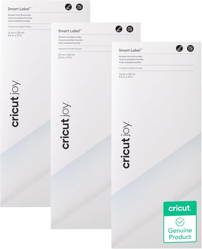 Cricut Joy Smart Removable Vinyl (Transparent, 3-Pack, 5.5In X 13In) for Walls, Windows, Laptops & More, Modern Style, Matless Cutting, Ideal for Temporary Projects