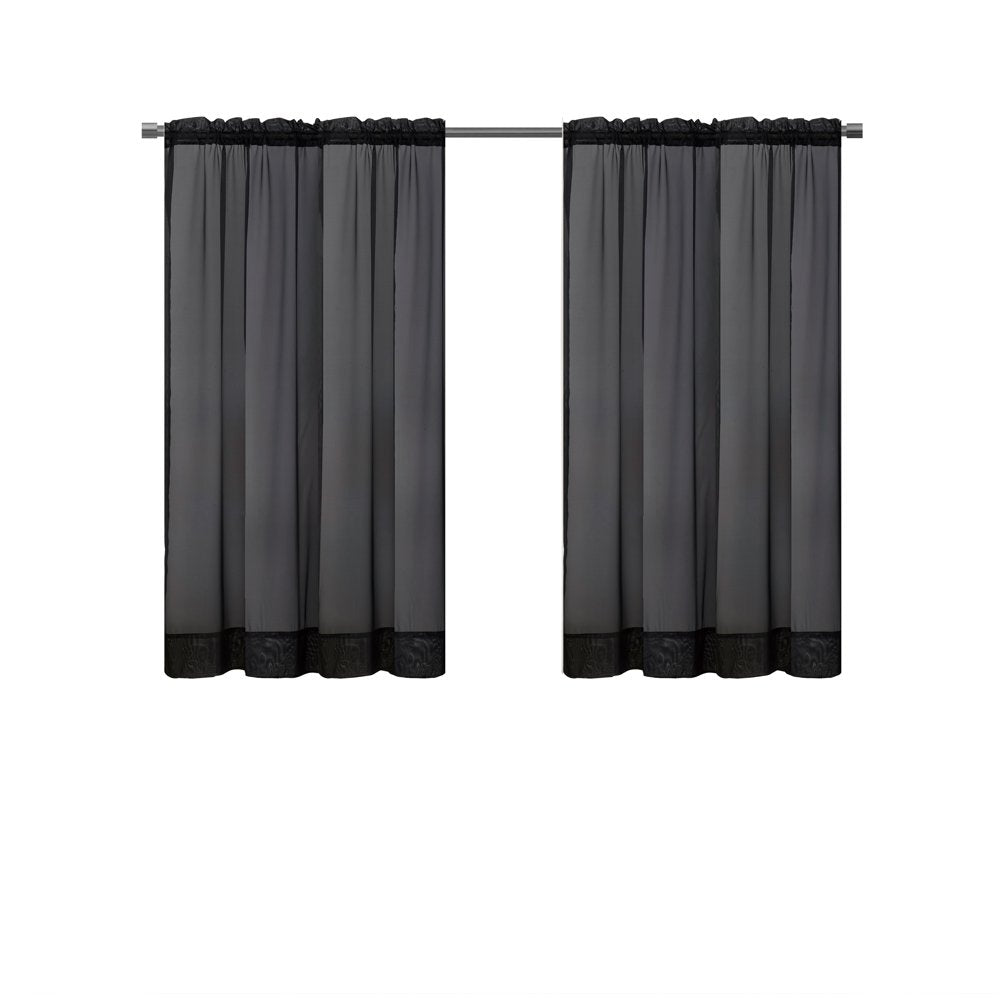 Sheer Voile Single Curtain Panel 59"X63" Black