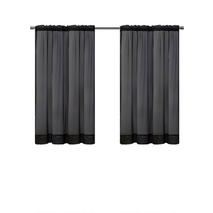 Sheer Voile Single Curtain Panel 59"X63" Black