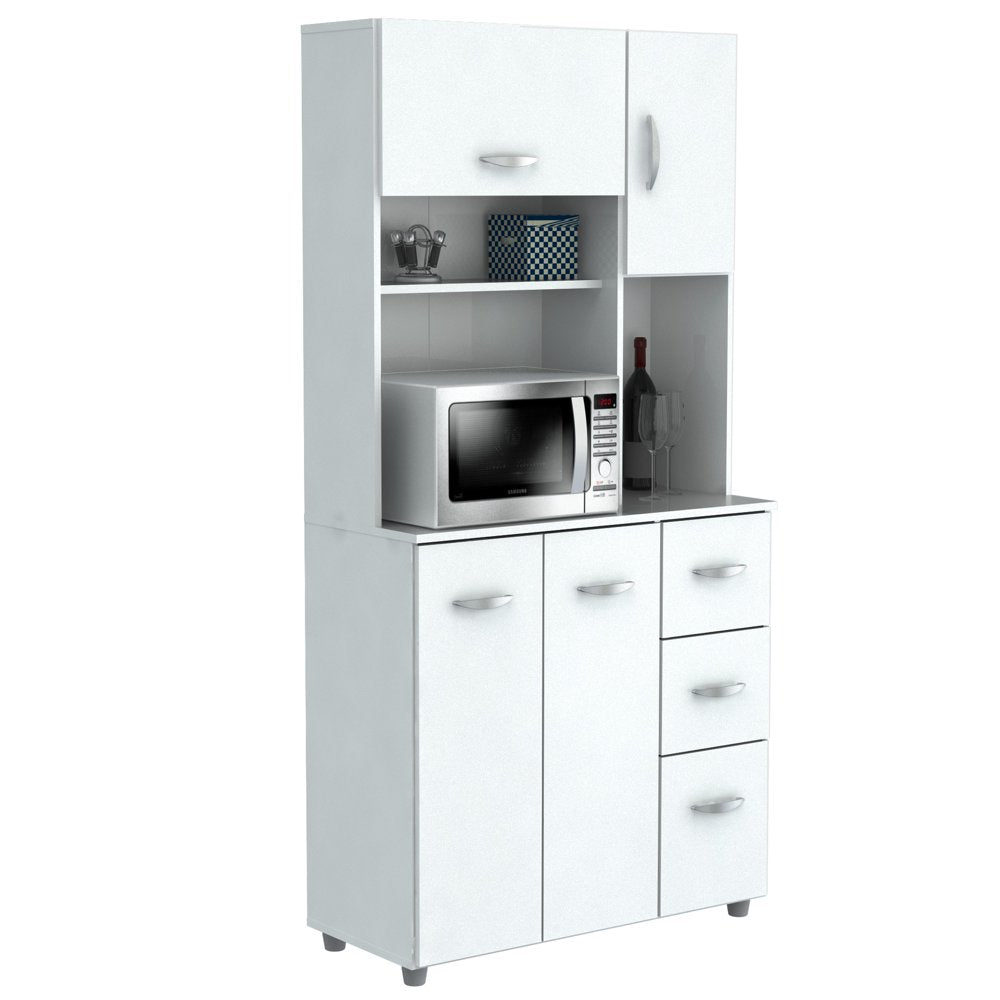 Laminate Kitchen Microwave Storage Cabinet 35"W, White