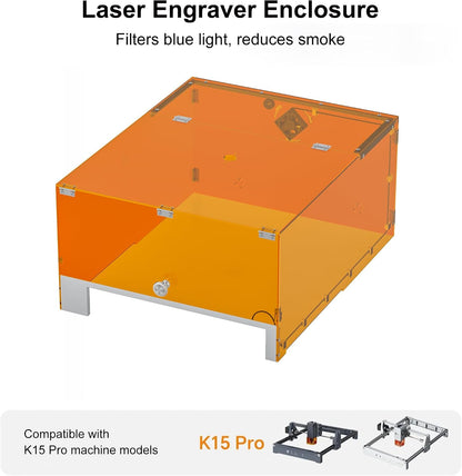 Laser Engraver Enclosure for K15 Pro Laser Engravering Machine, 280X470X210Mm, Fully Enclosed Eye Protection Shield with Built-In Smoke Extraction Fan, Auto-Stop Safety Feature