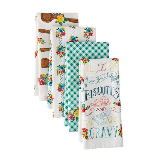 Biscuits & Gravy Kitchen Towel Set, Multicolor, 16"W X 28"L, 4 Piece