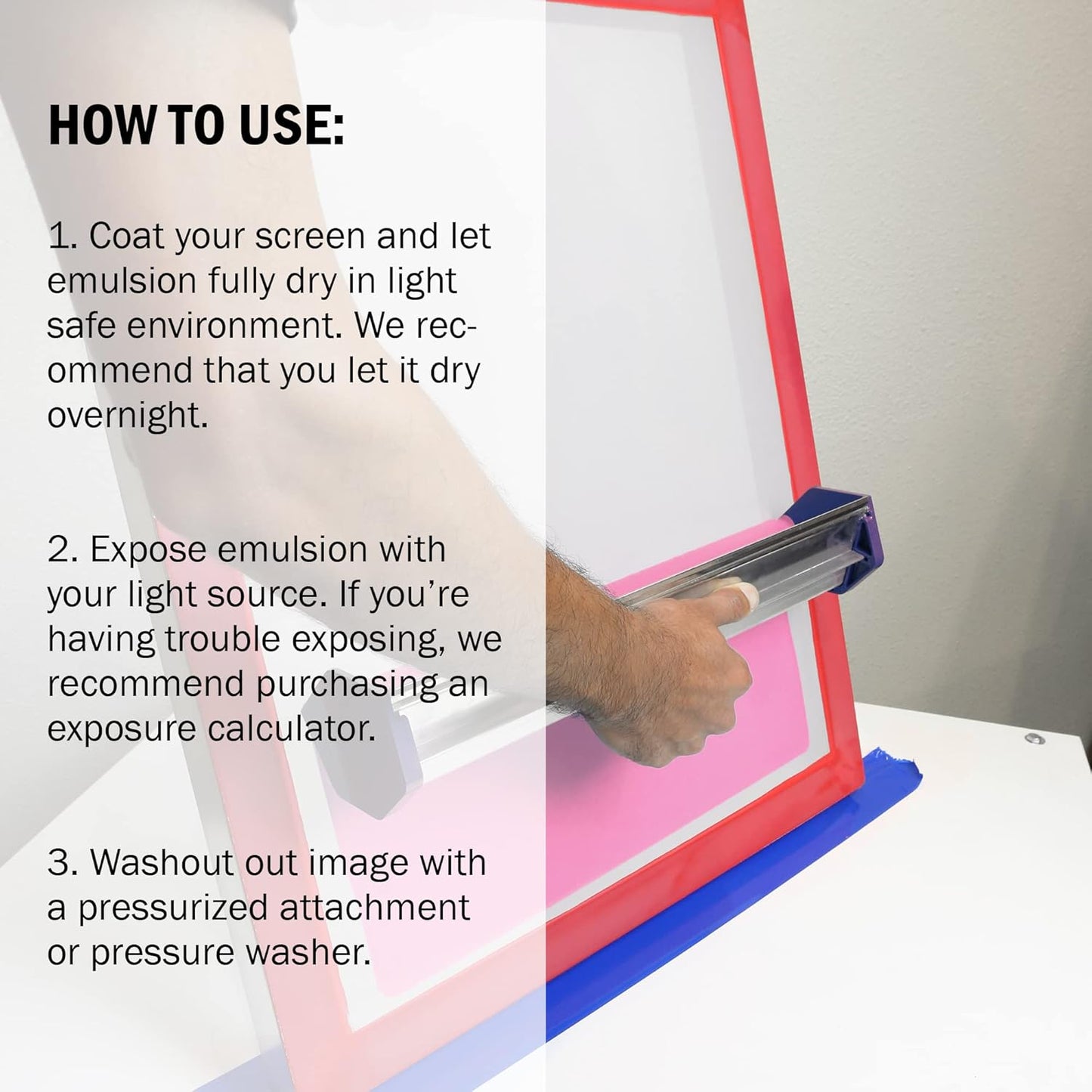 Ecotex DC Pink Screen Printing Emulsion (Pint - 16Oz.) - Diazo Required Photo Emulsion for Silk Screens and Fabric - for Plastisol and Water Based Ink, Printing Supplies