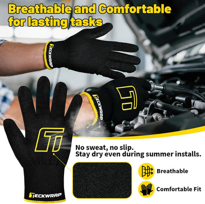 Vinyl Wrap Gloves 2 Pairs XL Black Cut Resistant Work Gloves for Car Wrapping Window Tinting Level 3 Protection Flexible Fit for Installers
