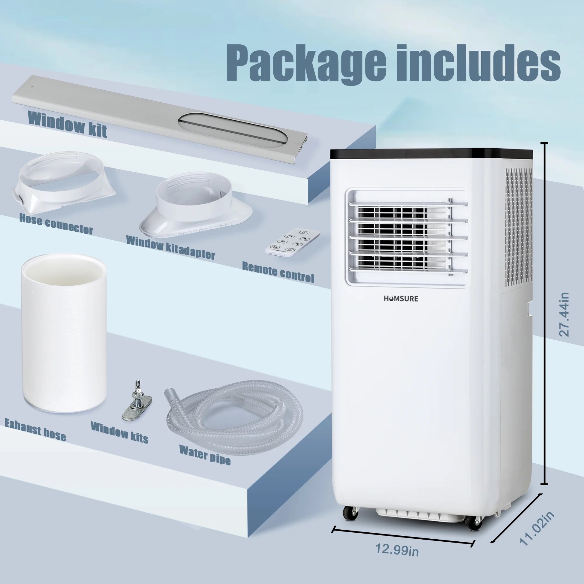 Portable Air Conditioners 10000 BTU Room Air Conditioning, Portable AC Unit with Remote Control, Cooling, Dehumidifier and Fan, Automatic, Sleep 5 Mode Floor AC