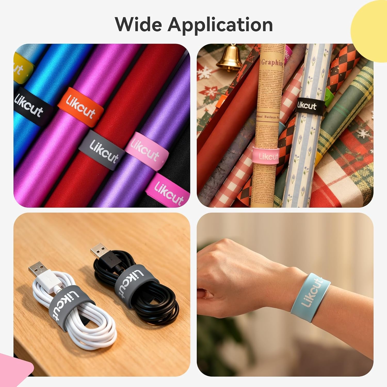 Vinyl Holder Slap Bracelet Set - 8 Pcs Silicone Wrapping Paper Roll Holder for Vinyl Rolls Storage, Wallpaper and Poster Storage, Craft Room Organizing