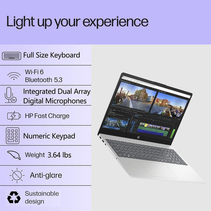 HP Pavilion 15.6" FHD Laptop Computer, 8GB DDR4 RAM, 256GB Pcie SSD, Intel N100 CPU, 2026 Edition, Portable Design, Wifi 6, Bluetooth, Webcam, Type-C, Office 365, Windows 11, Type C RJ45, Light Gray