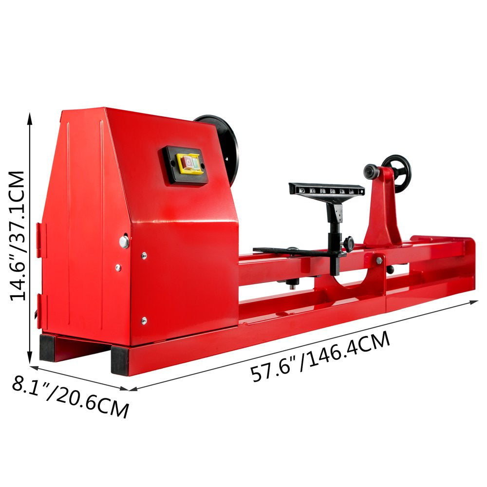 Wood Lathe 14" X 40", Power Wood Turning Lathe 1/2HP 4 Speed 1100/1600/2300/3400RPM, Benchtop Wood Lathe with 3 Chisels Perfect for High Speed Sanding and Polishing of Finished Work