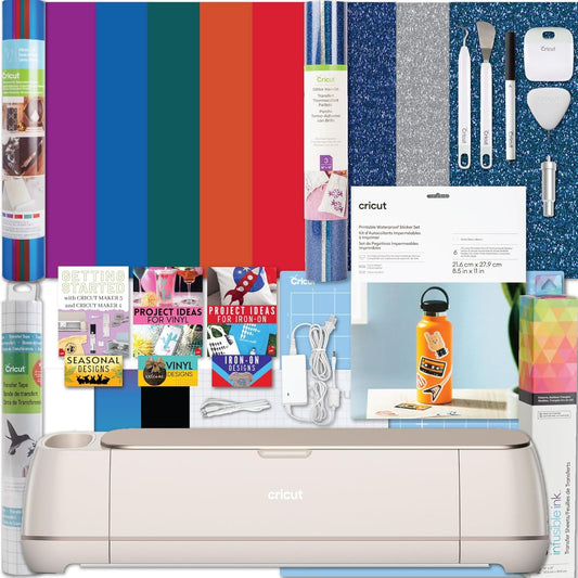 Maker 4 Machine Ultimate Bundle- Vinyl Sampler, Infusible Ink, Sticker Making Set, Iron-On Sampler Roll, Tools and Cutting Mats, Beginner Cutting Machine Set for Die-Cutting Projects