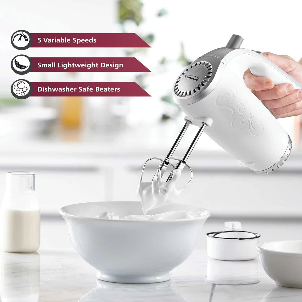 5-Speed 150-Watts Hand Mixer, White