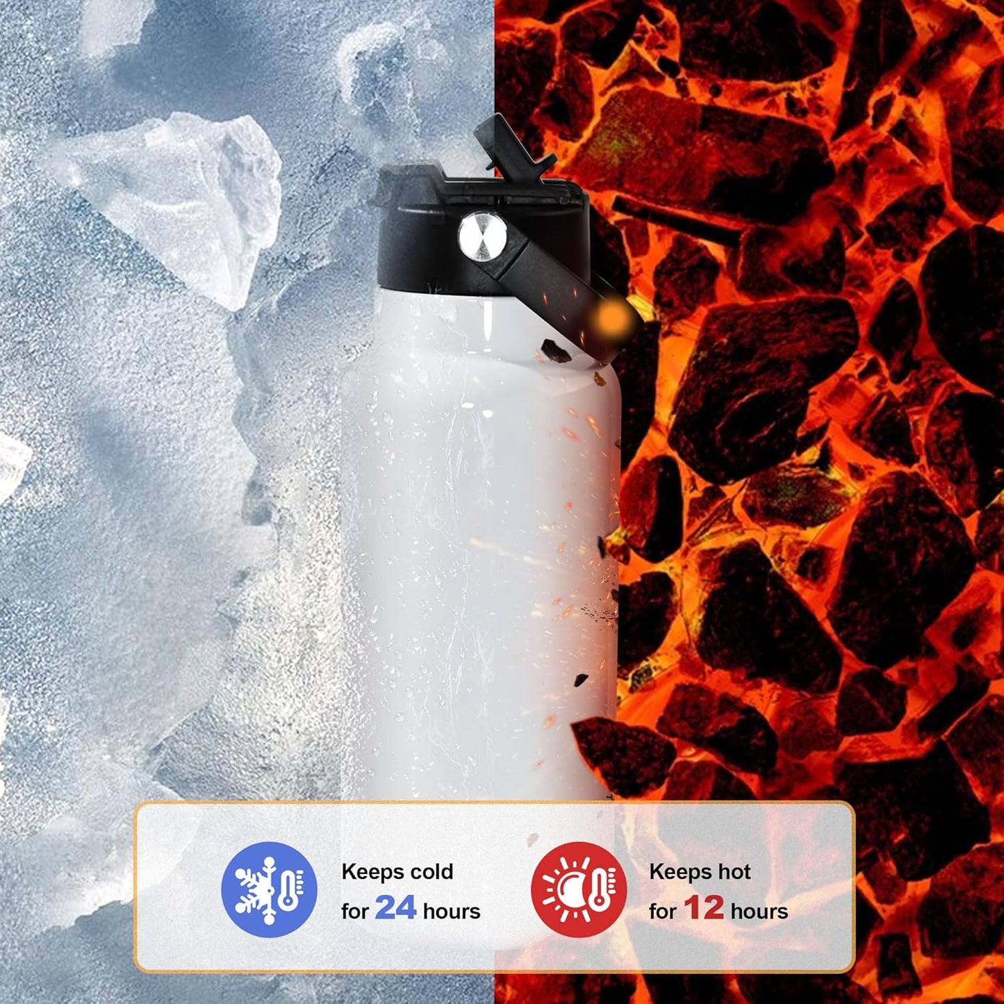 32 Oz Sublimation Water Bottle Blanks, 4 Pack Double Wall Vacuum Flask Stainless Steel Sublimation Tumbler Blank Sports Wide Mouth Water Bottle with Straw and Portable Handle