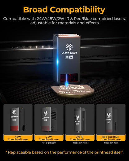 Acmer P3 Laser Engraver, Switchable 48W & 24W Diode 455Nm Lazer Cutter Engraving Machine with 30L Air Assist, COS Technology, Large 400×390Mm Work Area for Wood, Acrylic, Leather, Ceramic