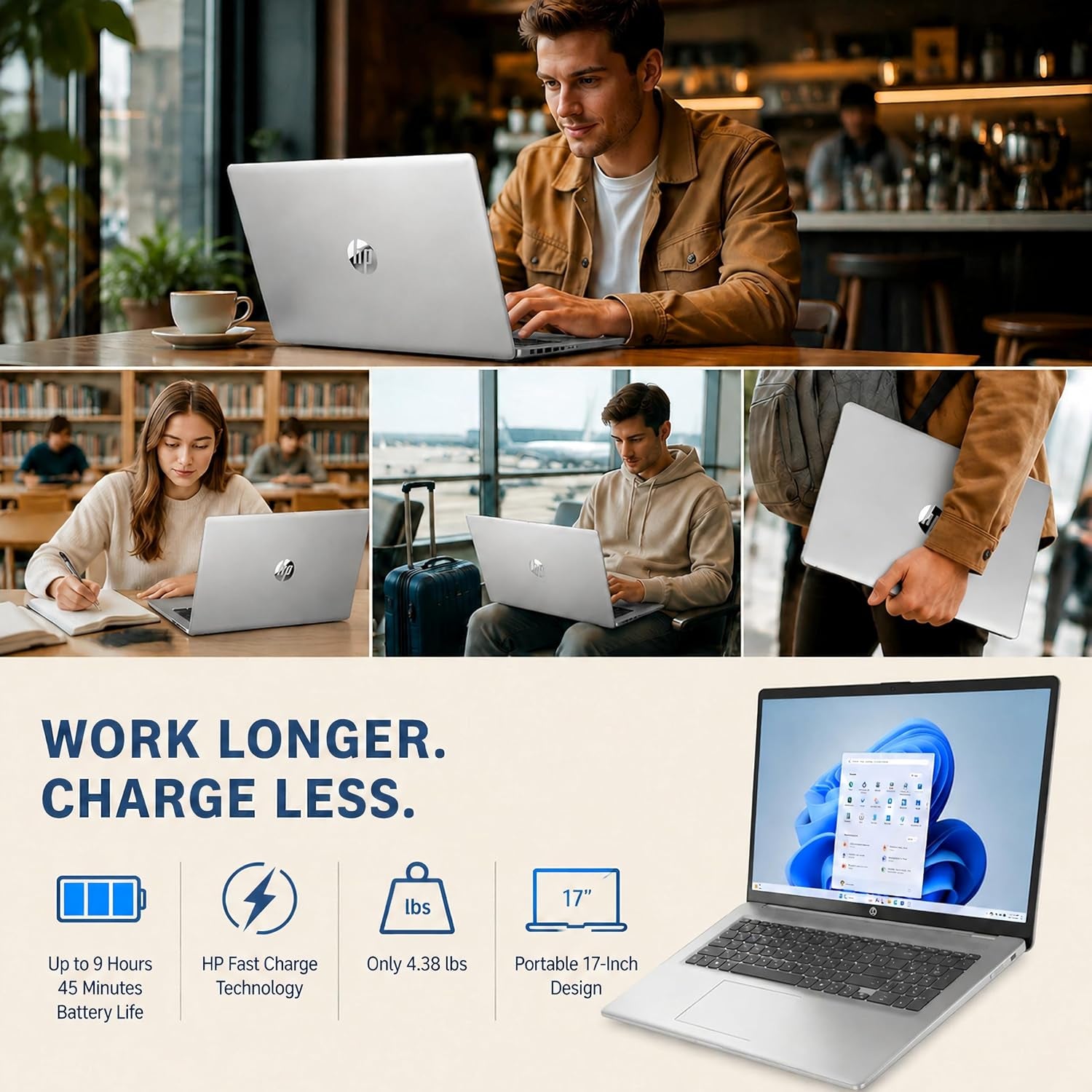 HP 17 Inch Laptop Computer, 17.3" FHD IPS Display, 20 GB RAM, 1 TB SSD, AMD Ryzen 5 7430U (Up to 4.3Ghz), Wi-Fi 6, Bluetooth 5.4, Copilot AI Key, Business & Students, Windows 11 Pro, W/Accessories