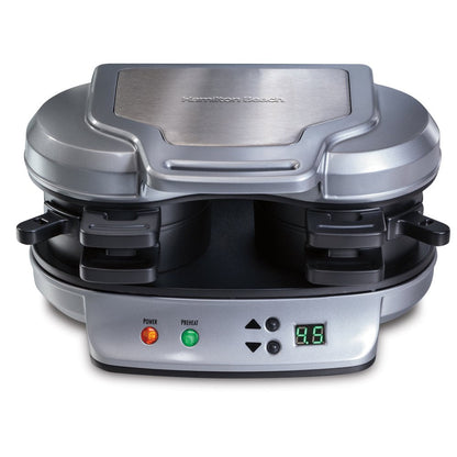 Dual Breakfast Sandwich Maker with Timer, 2 Sandwich Capacity, Silver, 25490