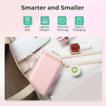 Nelko Label Maker Machine with Tape, P21 Bluetooth Label Printer with 3 Tapes, Wireless Mini Label Makers with Multiple Templates Icon Font Custom for School Office Home, Pink