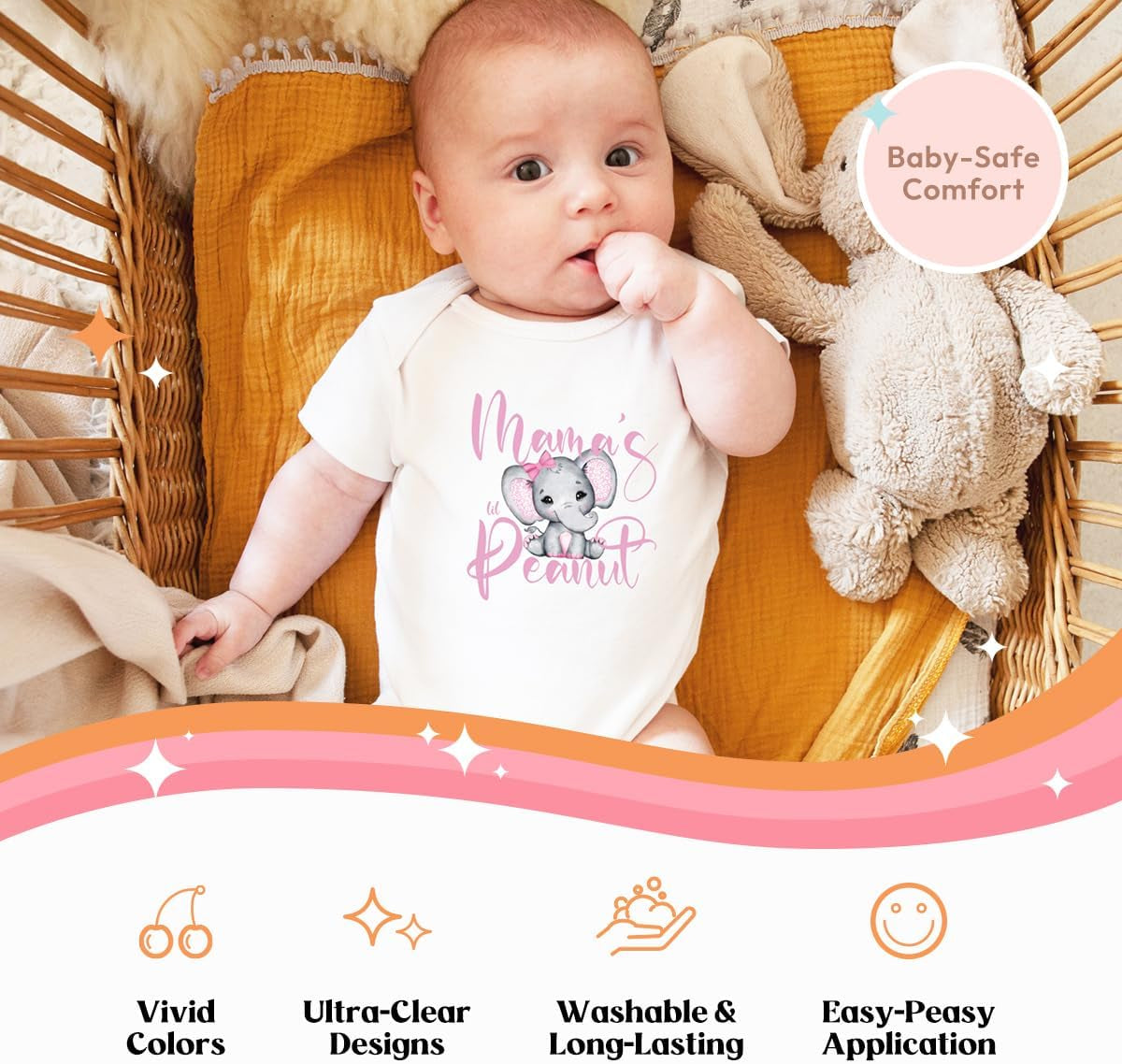 Kaciola 30 Sheets Baby Shower Games Iron on Transfers, Baby Girl DTF Transfers Ready to Press Bodysuit Making Stickers Iron on Decals for T Shirts Hoodie DIY Crafts (Girl)
