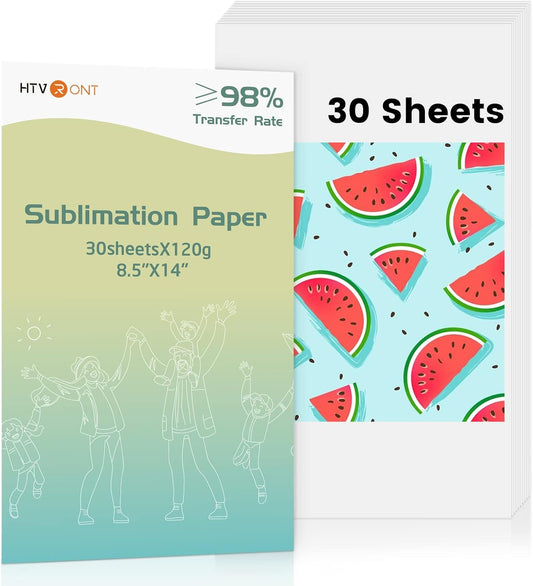 Sublimation Paper 8.5X14 Inches - 30 Sheets Sublimation Transfer Paper Compatible with Inkjet Printer, Easy to Transfer 120 Gsm Sublimination Paper for Tumblers, T-Shirts, Mugs