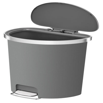 14.5 Gallon Trash Can, Plastic Kitchen Trash Can, Gray