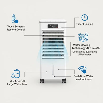 1.84Gal Portable Air Conditioners with Remote Control,3-In-1 Free Standing Cooling AC Unit with 3 Speeds&3 Modes,Touch Screen Cooler Fan with LED Display,Cools Room up to 700 Sq.Ft