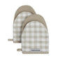 Gingham Mini Oven Mitt Set, Milkshake Tan, 5.5"X8", Set of 2