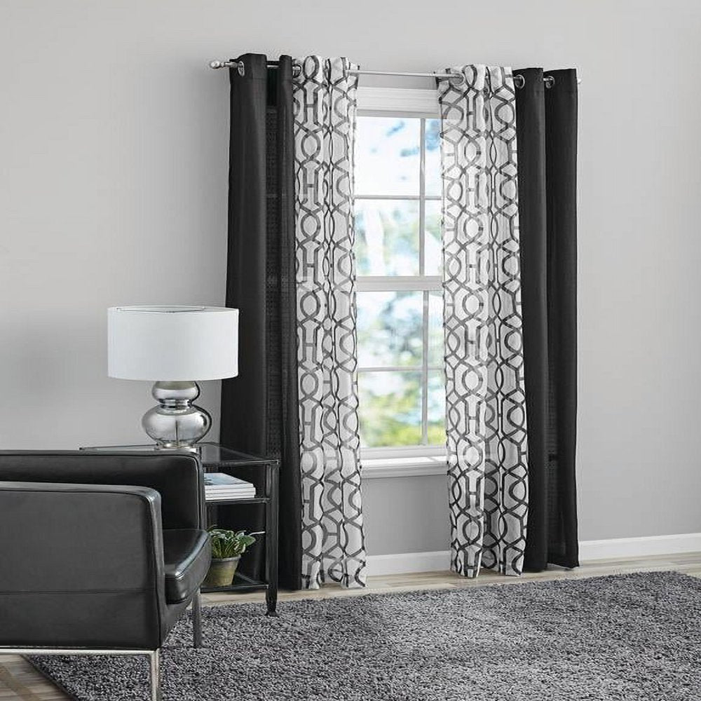 Kingwood 4 Piece Curtain Set, 27.5X84, Black