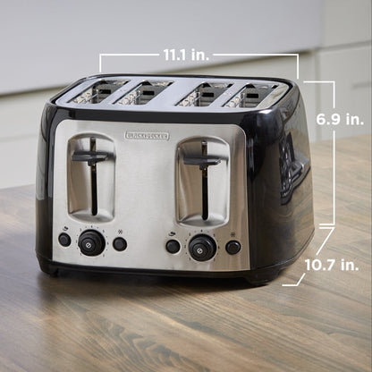 4-Slice Toaster with Extra-Wide Slots, Black/Silver, TR1478BD