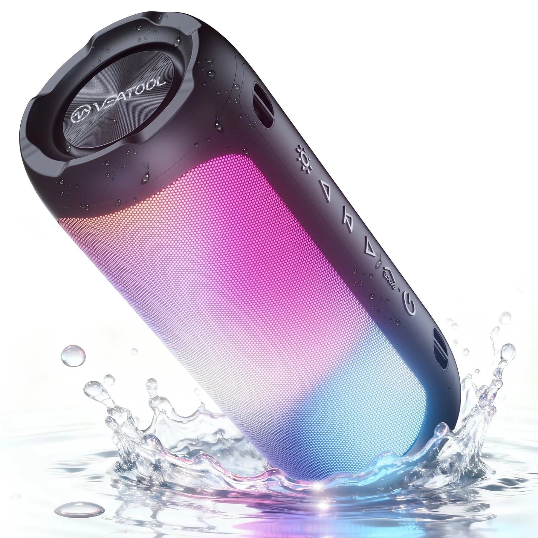 Portable Bluetooth Speaker,Floating Dustproof Speaker,25W Stereo Sound Wireless Speaker with Cool Dynamic LED Lights, IPX6 Waterproof Bluetooth Speakers, BT5.3, TWS Surround Pairing