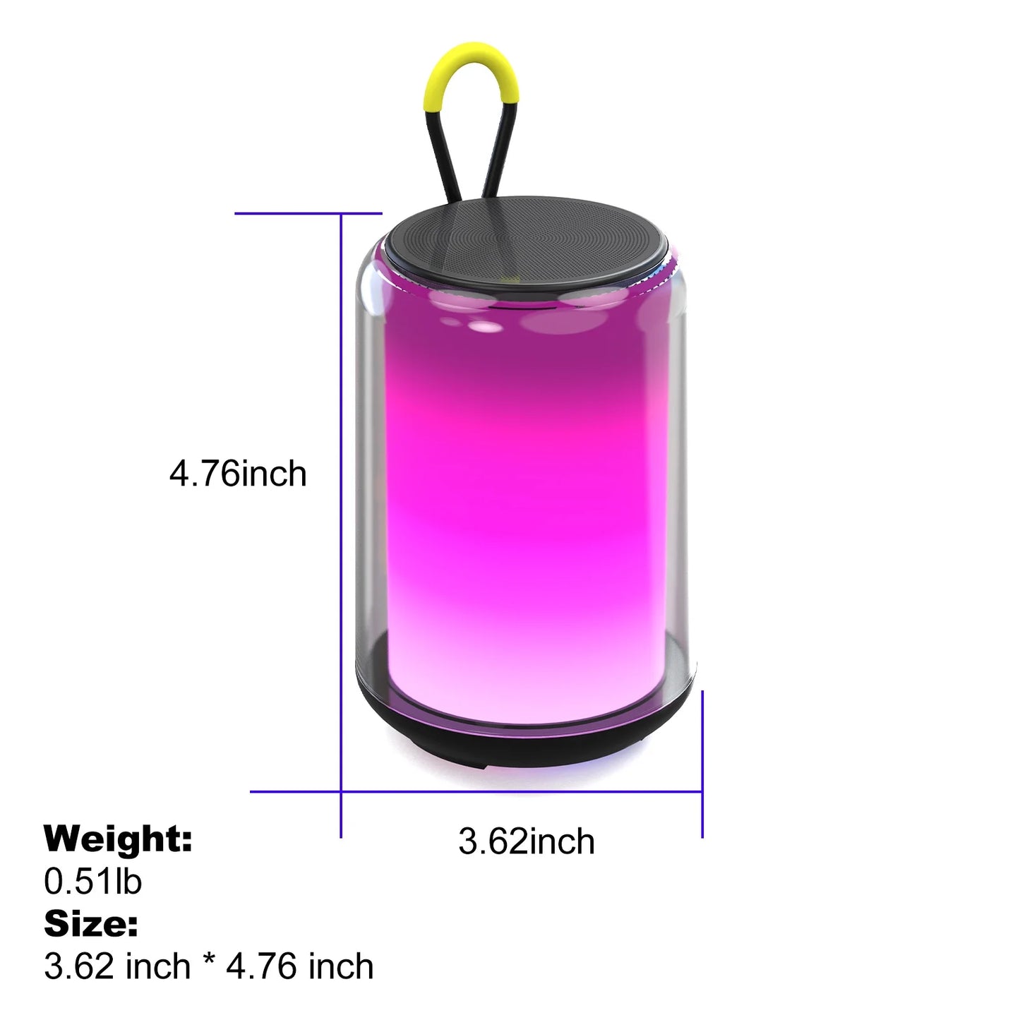 Portable Bluetooth Speaker with RGB Lights, 15H Playtime, IPX5 Waterproof, HD Stereo Sound, Bluetooth 5.3 Wireless Speaker for Party & Outdoor Use