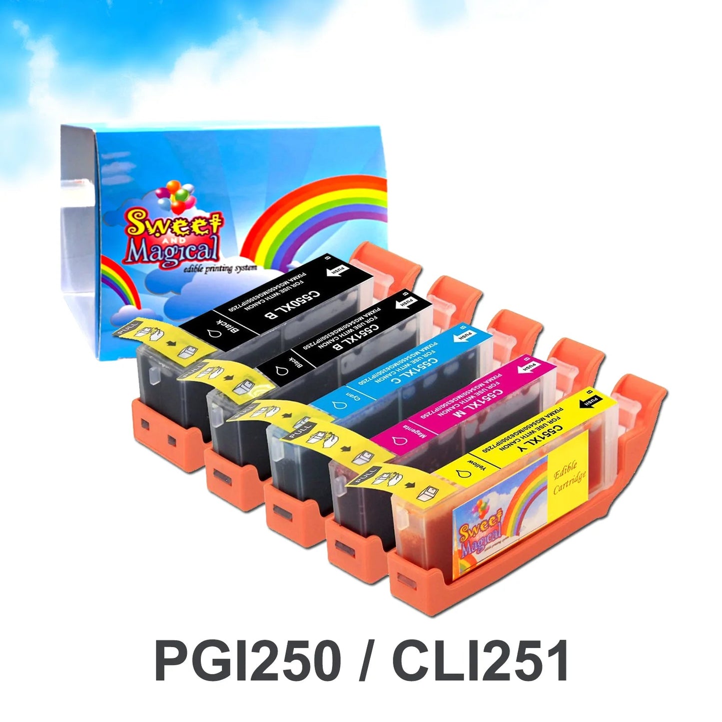 Edible Ink Cartridge for PGI-250 / CLI-251 (5-Pack) (Canon Compatible)