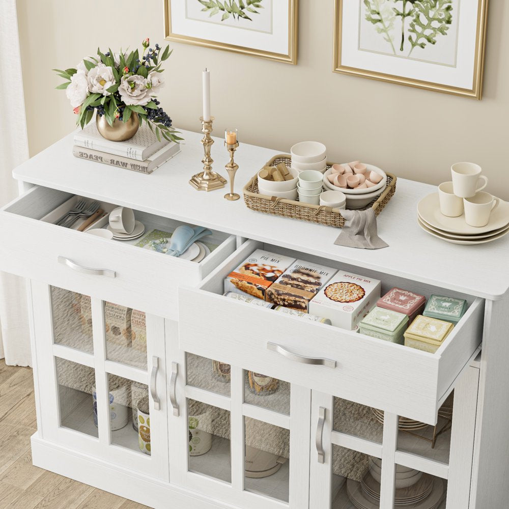 Buffet Storage Cabinet, Kitchen Sideboard with 3 Doors&2 Drawers for Dining Room, White Finish