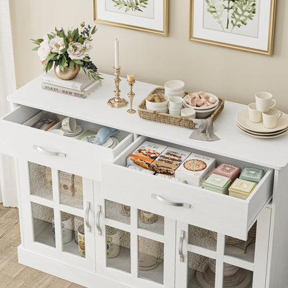 Buffet Storage Cabinet, Kitchen Sideboard with 3 Doors&2 Drawers for Dining Room, White Finish