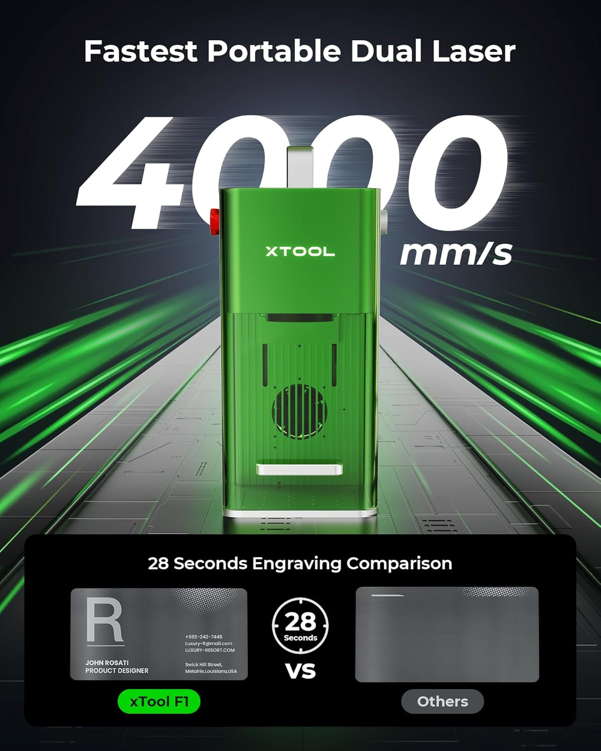 F1 2-In-1 Dual Laser and Infrared Engraver with Slide Extension, Rotary Extension and Smoke Purifier, Lightning Speed Portable Fiber Laser Engraver for Metal Wood