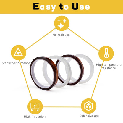 Heat Tape for Sublimation, 4 Rolls 10Mm X33M 108Ft Heat Resistant Tape for Heat Press, Heat Transfer Tape Thermal Tape for Electronics & Heat Vinyl Press Tape No Residue(Transparent)