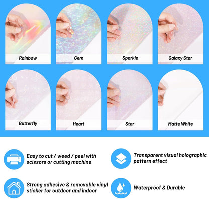 Sticker Paper for Inkject Printer Holographic Laminating Sheets Matte Inkjet Printable Vinyl 8.26" X 11.69" A4 36 Sheets Printer Paper Vinyl Stickers Waterproof Photo Paper