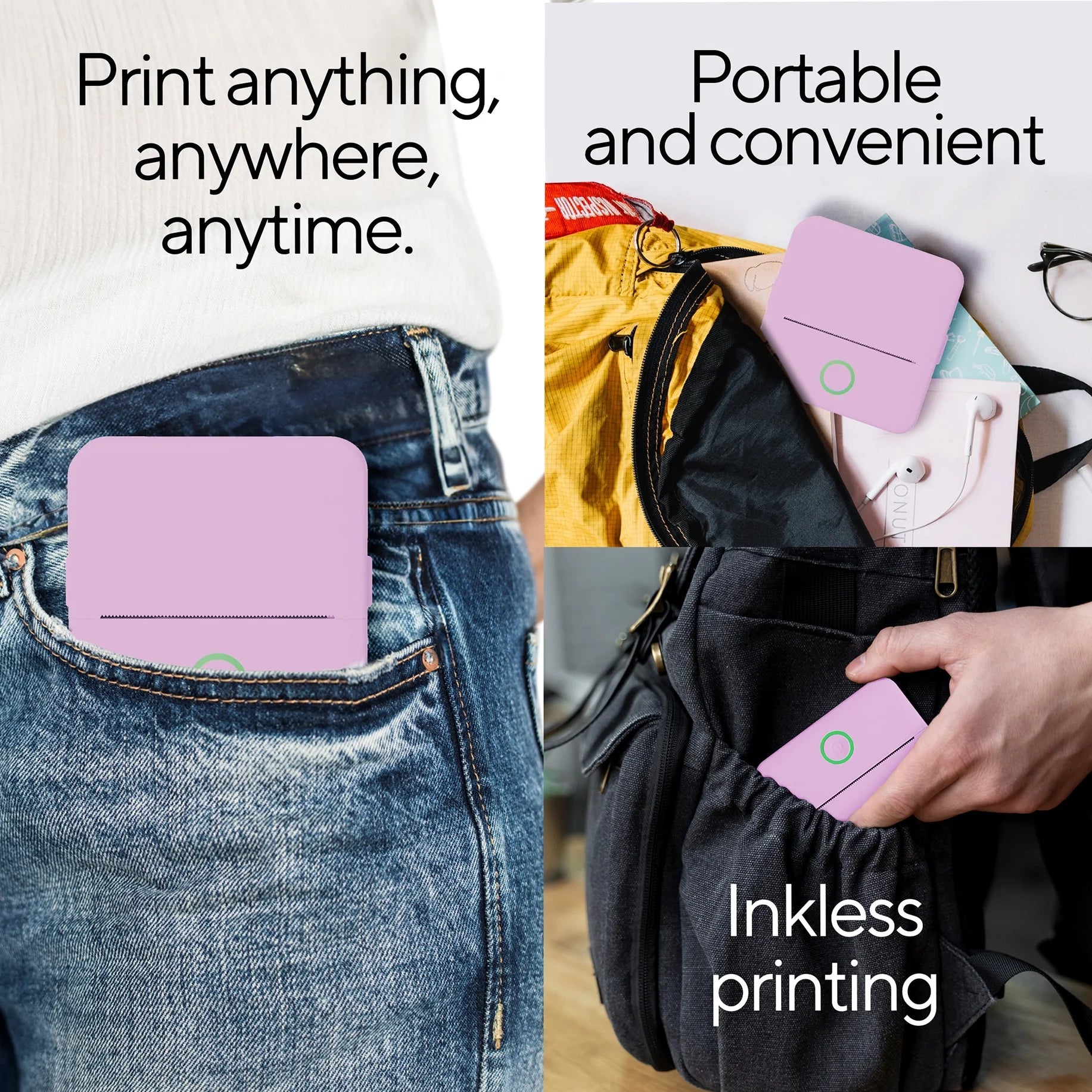 CTP500 Wireless Mini Portable Inkless Thermal Printer & Label Maker + Paper, Android & Ios (Purple)