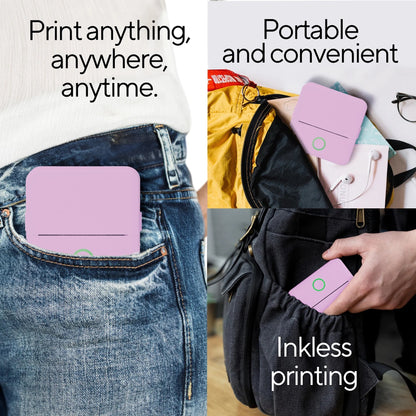 CTP500 Wireless Mini Portable Inkless Thermal Printer & Label Maker + Paper, Android & Ios (Purple)