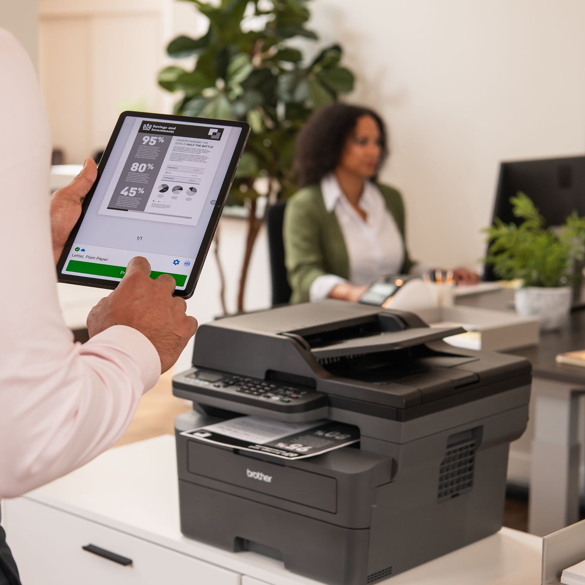 Wireless MFC-L2760DW Compact Monochrome All-In-One Laser Printer with Copy, Scan and Fax, Duplex and Mobile Printing