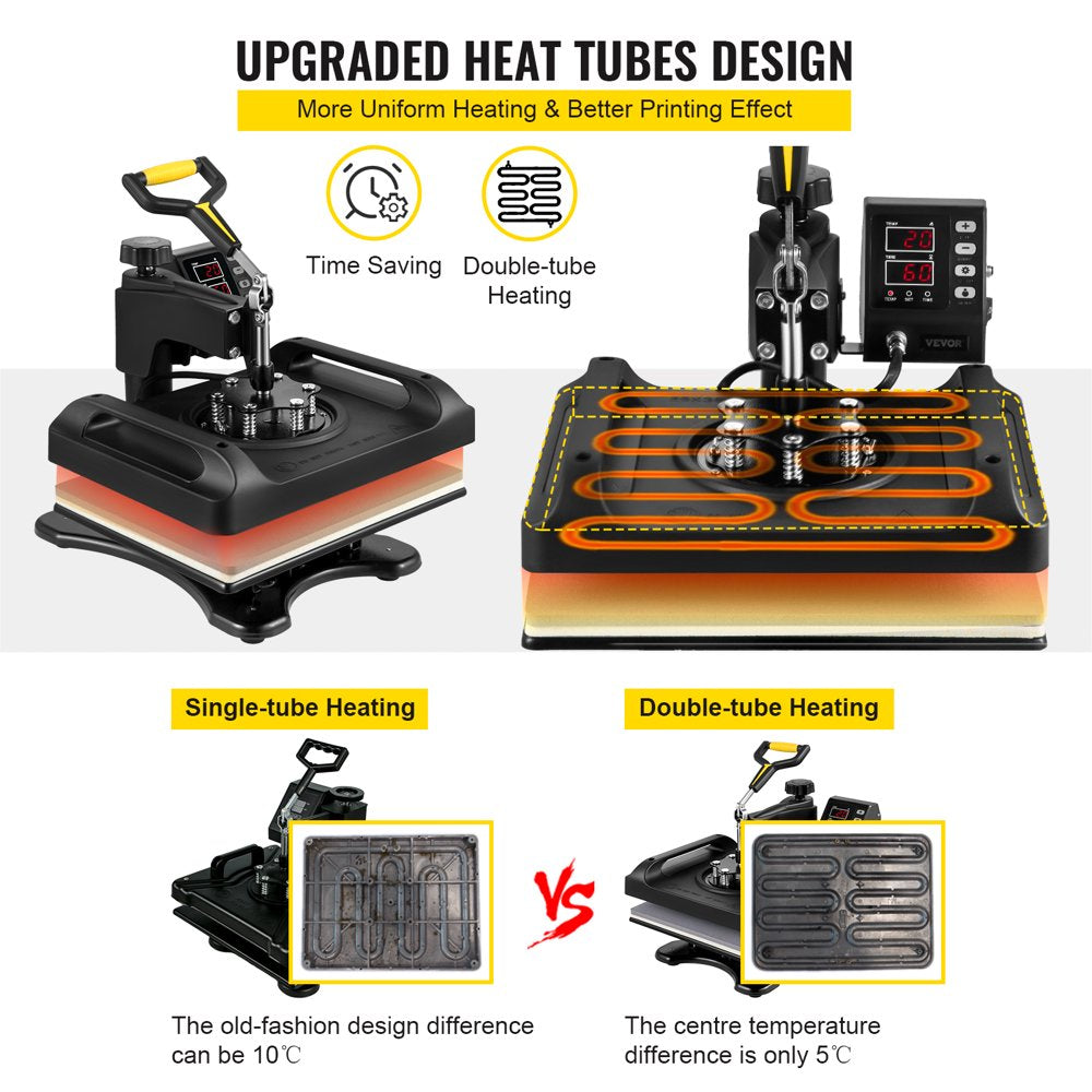 brand 5 in 1 Upgrade Heat Press Machine 12 X 15 Inch with FCC&CE Quality-Safety Certification Heat Press 800W Combo Multifunctional Sublimation 360° Rotation Heat Press Shirt Printing Machine