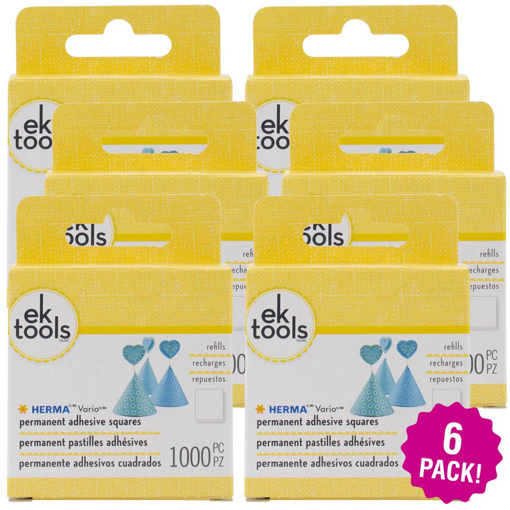 EK Tools HERMA Vario Permanent Adhesive Tab Refill 1000 Count, Multipack of 6