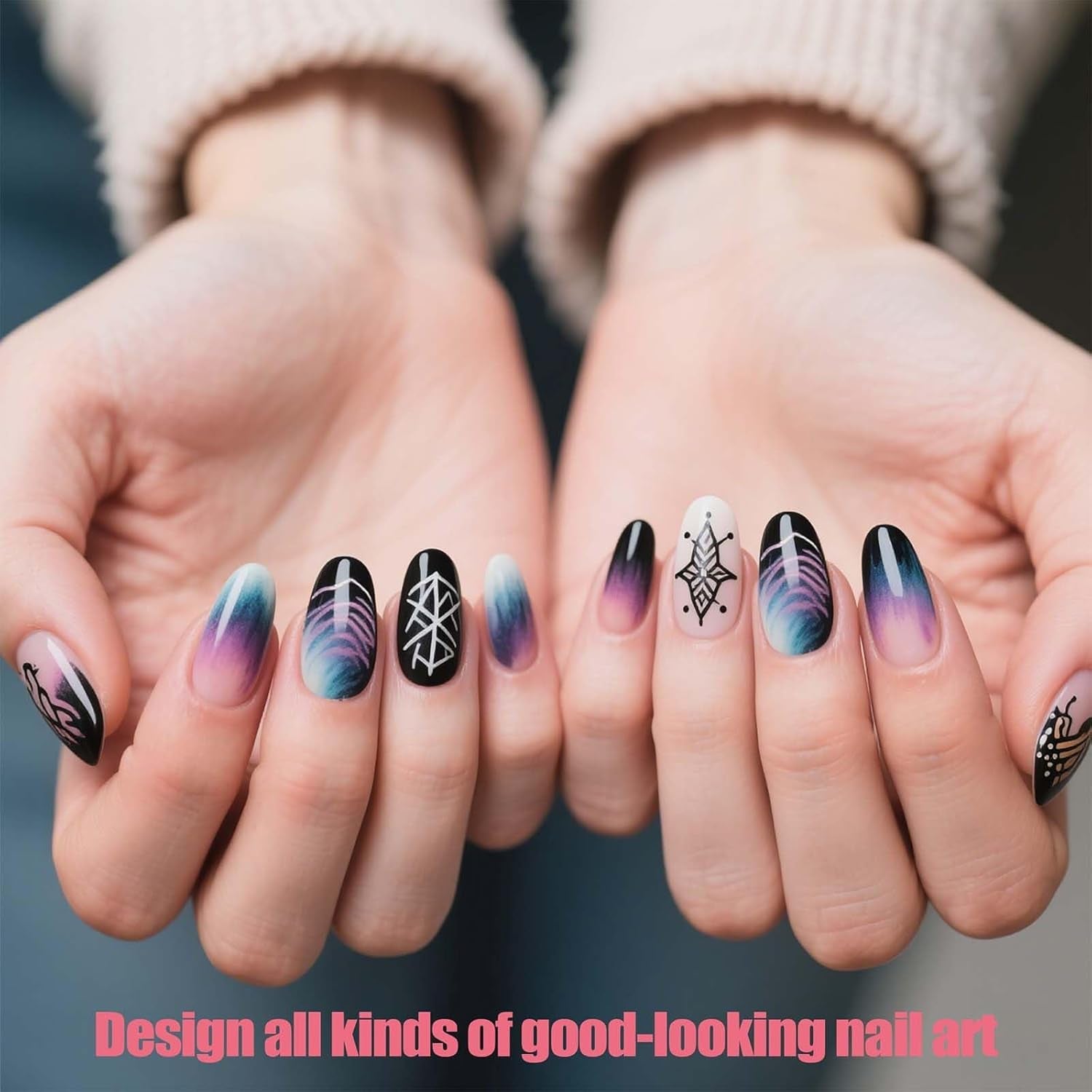 Artdone Nail Dotting Tools 32PCS Double-Ended Nail Art Brushes Kit Nail Art Gel Polish Liner Brushes Design Pen for Nail Drawing and Nail Paint Brushes Small Detail Brushes