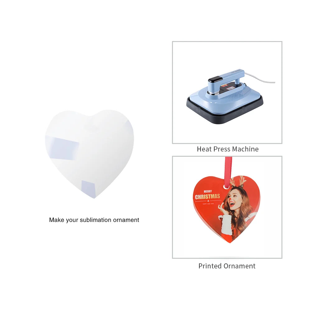 Sublimation Blanks Ornament Glass Frosted 3" Heart Shaped 48 PCS