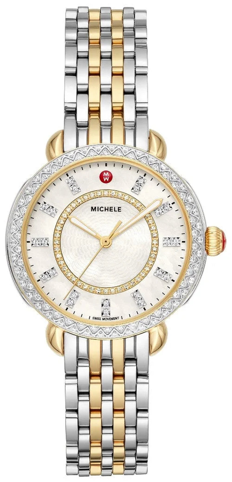 Sidney Classic Two-Tone Stainless Steel Mother-Of-Pearl Dial Diamonds Womens Watch MWW30B000002