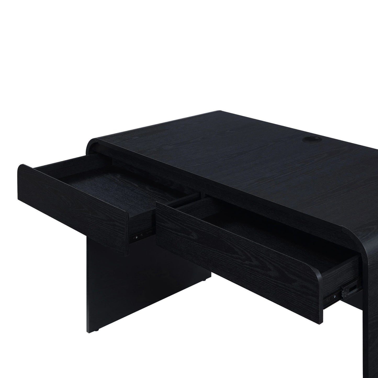 Juliet Curved Desk with Storage, Black Finish