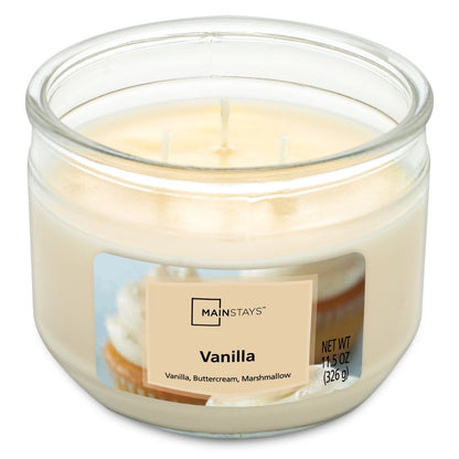 Vanilla Scented 3-Wick Glass Jar Candle, 11.5 Oz