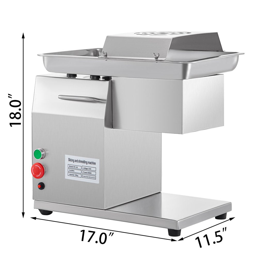 brand Commercial Meat Cutter Machine 3 Mm Stainless Steel with Pulley 600W Electric Food Cutting Slicer, 18 X 12 Inch, Silver