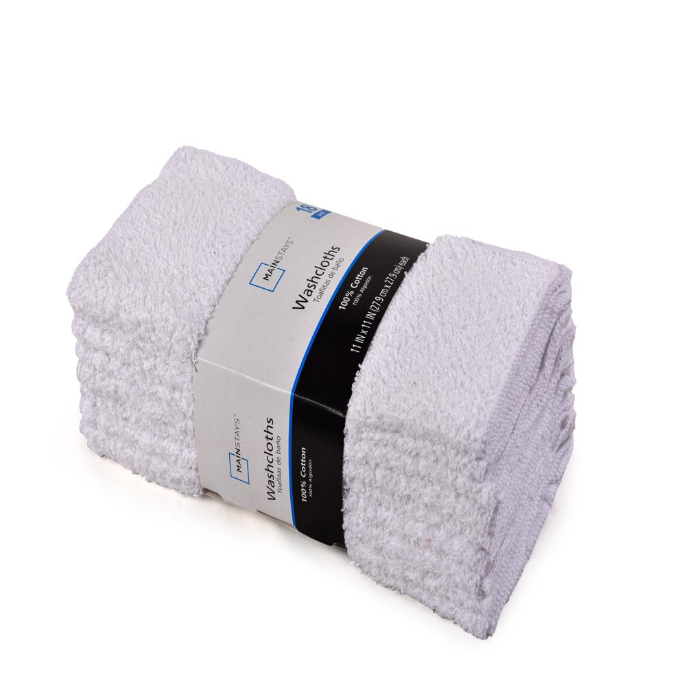 18-Pack Washcloth Bundle, White