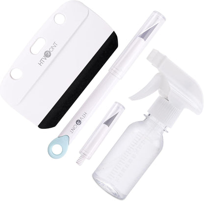 Window Film Kit - 4 Pcs Window Privacy Film Installation Tools, Easy to Apply Glass & Car Windows Tint Kit, Includes Felt Squeegee, Detachable Knife & 1 Extra Blade, 100ML Spray Bottle