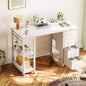 Computer Desk with Drawers & Storage Shelves, 40 Inch Corner Desk for Home Office Bedroom, Small Teen PC Desks with Fabric Drawer, White