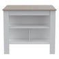 Cala Kitchen Island Antibacterial, Three Shelves, Four Legs, Countertop,White/Light Grey, for Kitchen Room